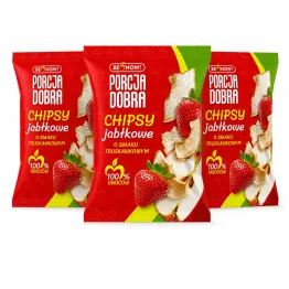 3 x Chipsy Jabłkowe o Smaku Truskawkowym 18 g - Porcja Dobra