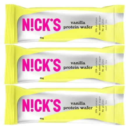 3 x Wafelek Proteinowy Bezglutenowy o Smaku Waniliowym w Czekoladzie Mlecznej 40 g - Nicks