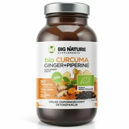 Tabletki Curcuma Ginger Piperine BIO 90 Sztuk - Big Nature