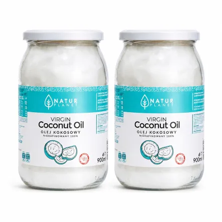 2 x Olej Kokosowy Nierafinowany Virgin 100% Tłoczony na Zimno 900 ml - Natur Planet