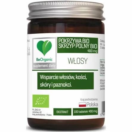 Skrzyp Bio +Pokrzywa Bio Ekstrakt 100 Tabletek 400 mg - Be Organic