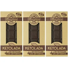 Zestaw 3 x KETOLADA Czekolada Gorzka 60% z Erytrytolem 100 g - NaturAvena