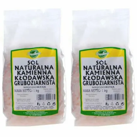 2 x Sól Naturalna Kamienna Kłodawska Gruboziarnista Niejodowana 1 kg - Smakosz