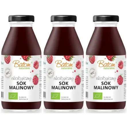 3 x Sok Malinowy Tłoczony Bio 330 ml - Batom