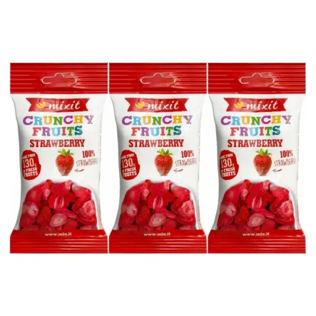 3 x Chrupiąca Truskawka do Kieszeni (Owoce Liofilizowane) 13 g - Mixit