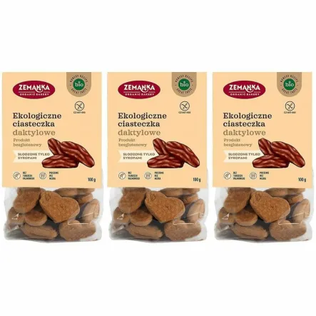 3 x Ciasteczka Daktylowe Bezglutenowe Bio 100 g - Zemanka