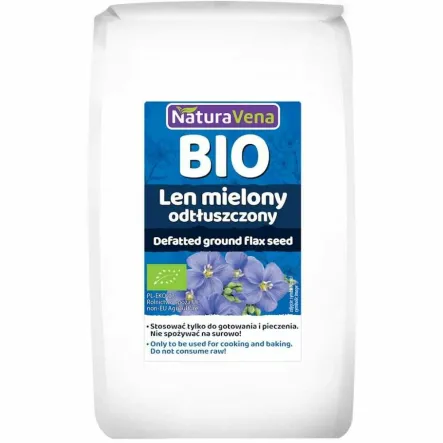 Len Mielony Odtłuszczony Bio 200 g - NaturAvena  Mielone Nasiona Lnu Siemię Lniane
