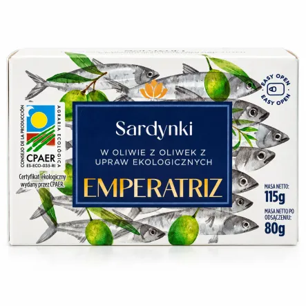 Sardynki w Ekologicznej Oliwie z Oliwek 115 g (80 g) - Emperatriz