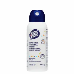 Kick The Tick Max Repelent Plus JUNIOR - Potrójna Ochrona przed Kleszczami, Komarami, Meszkami 90 ml - ICB Pharma