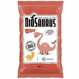 Pieczone Chrupki Kukurydziane o Smaku Ketchupowym Bezglutenowe Bio 50 g - BioSaurus