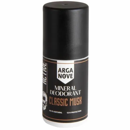 Naturalny Mineralny Dezodorant Ałunowy MĘSKI Piżmo Roll - On 50 ml - Arganove