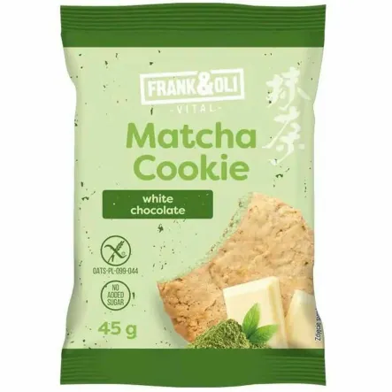 Miękkie Ciasteczko Matcha z Białą Czekoladą Bezglutenowe Bez Dodatku Cukru 45 g - Frank&Oli