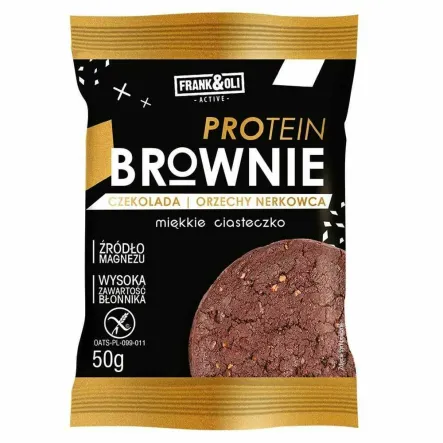 Ciastko Proteinowe Brownie Czekolada i Orzechy Nerkowca Bezglutenowe 50 g - Frankand Oli