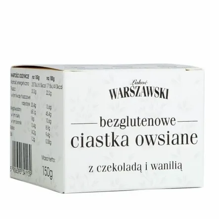 Ciastka Owsiane Bezglutenowe z Czekoladą i Wanilią 150 g - Łakoć Warszawski