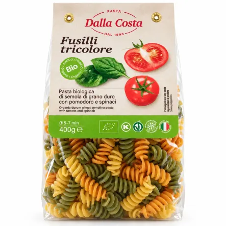Makaron Fusilli Świderki Trójkolorowy BIO 400 g - Dalla Costa