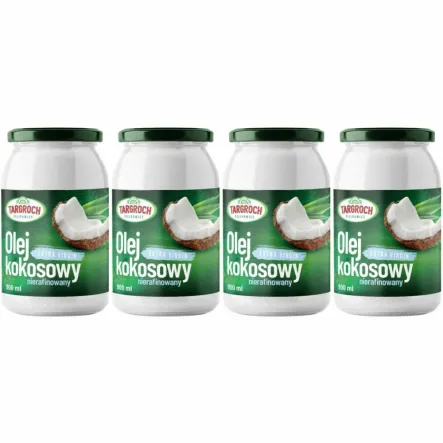 Zestaw 4 x Olej Kokosowy Extra Virgin Nierafinowany 900 ml - Targroch