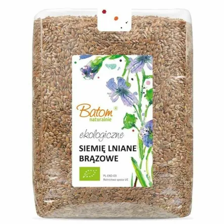 Siemię Lniane Brązowe Bio 1 kg - BATOM