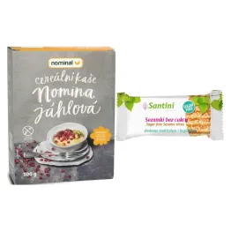 Kaszka Instant Jaglana - Kukurydziana 300 g - Nominal + Sezamki Bez Dodatku Cukru z Ksylitolem i Maltitolem 27 g - Santini