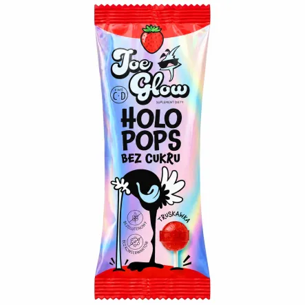 Lizak o Smaku Truskawkowym z Witaminą D i C Bez Cukru Bezglutenowy 8 g - Holo Pops