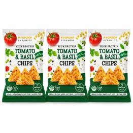 3 x Chrupki Piramidki Proteinowe o Smaku Pomidora z Bazylią Bezglutenowe 60 g - Popcrop