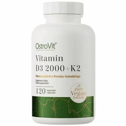 Witamina D3 2000 IU+ K2 VEGE 120 Kapsułek - OstroVit