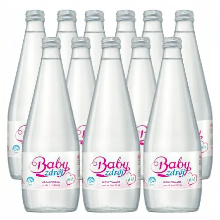 12 x Woda Źródlana Niegazowana 700 ml (Szklana Butelka) - Baby Zdrój