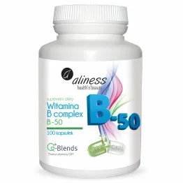 Witamina B Complex B-50 Kompleks B1 B2 B3 B6 B7 B12 100 Kapsułek Vege - Aliness
