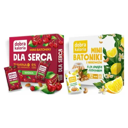 Mini Batoniki Dla Serca Wiśnia 102 g (6x 17 g) + Mini Batoniki a la Babka Cytrynowa 102 g ( 6x 17 g) - Dobra Kaloria