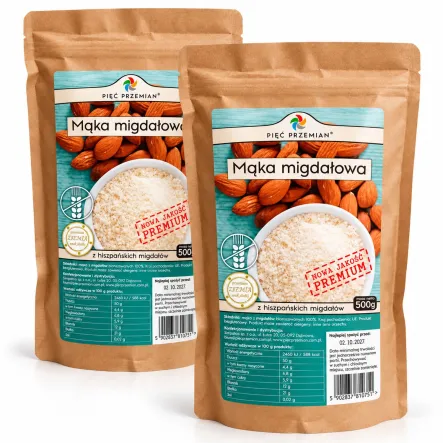 2 x Mąka Migdałowa z Migdałów Blanszowanych Bezglutenowa 500 g - Pięć Przemian