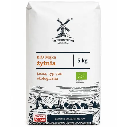Mąka  Żytnia Jasna Typ 720 Ekologiczna 5 kg - Młyn Kopytowa