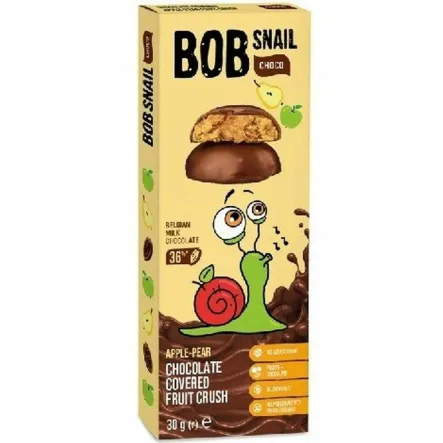 Przekąska Jabłko i Gruszka w Mlecznej Belgijskiej Czekoladzie 30 g - Bob Snail