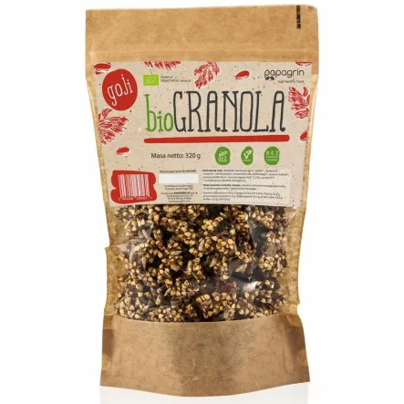 Granola z Goji Bezglutenowa Bez Dodatku Cukru Bio 320 g - Papagrin
