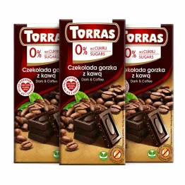 3 x Czekolada Gorzka z Kawą Bez Dodatku Cukru 75 g - Torras