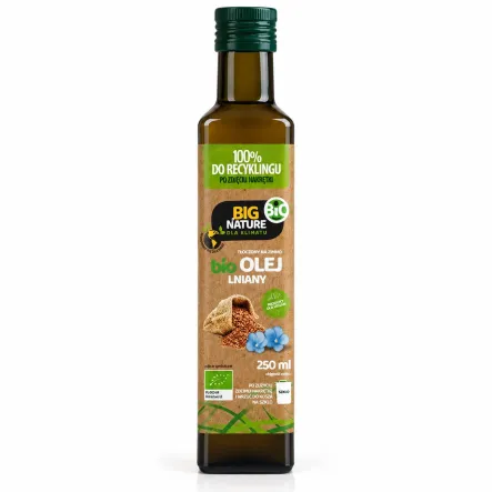 Olej Lniany Tłoczony na Zimno Bio 250 ml - Big Nature