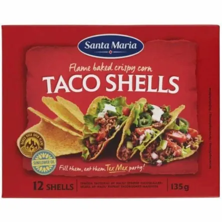 Taco Shells (Placki Kukurydziane do Taco) 12 Sztuk (135 g) - Santa Maria