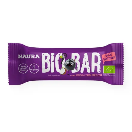 Baton Daktylowy Kokos i Czarna Porzeczka BIO 35 g - Naura