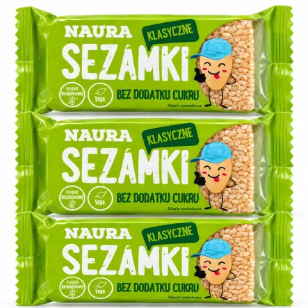3 x Sezamki Klasyczne Bez Dodatku Cukru 27 g - Naura