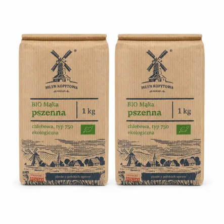 2 x Mąka Pszenna Chlebowa Typ 750 Eko 1 kg - Młyn Kopytowa