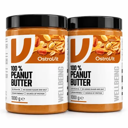 2 x Krem z Orzeszków Arachidowych Crunchy Bez Dodatku Cukru i Soli 1 kg - OstroVit