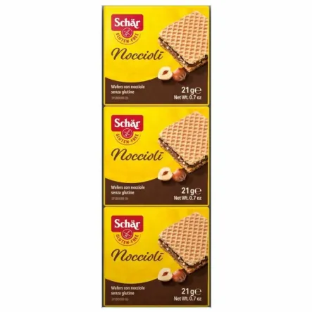Wafelki z Kremem z Orzechów Laskowych Bezglutenowe 63 g (3x 21 g) - Schar