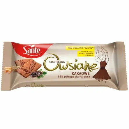 Ciasteczka Owsiane Kakaowe 150 g - Sante (data: 28.08.2026)