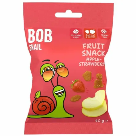 Żelki Jabłko i Truskawka Bez Dodatku Cukru Bezglutenowe 40 g - Bob Snail