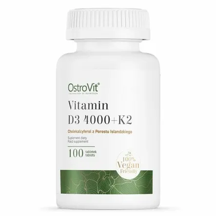 Witamina D3 4000 IU +K2 VEGE 100 Tabletek - OstroVit 