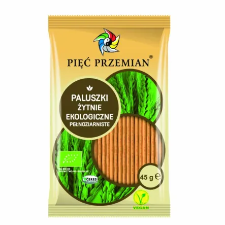 Paluszki Żytnie Pełnoziarniste Bio 45 g Pięć Przemian