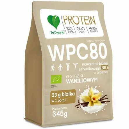 Białko Serwatkowe WPC 80 Smak Waniliowy BIO 345 g - BeOrganic