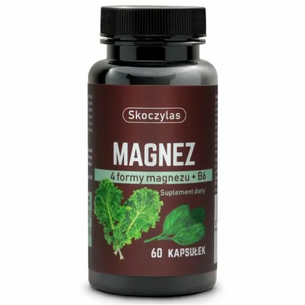 Magnez 4 Formy +Witamina B6 - Szpinak Jarmuż 60 Kapsułek - Skoczylas