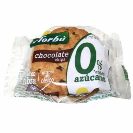 Ciastka z Kawałkami Czekolady Bez Dodatku Cukru 45 g - Florbu