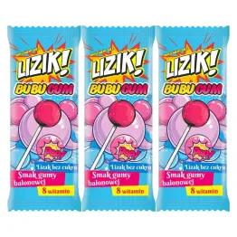3 x Lizak z Witaminami o Smaku Gumy Balonowej BUBUGUM 8 g - LIZIK!