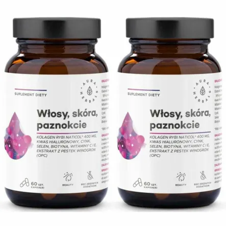 2 x Kolagen Rybi NatiCol (Włosy, Skóra, Paznokcie) 60 Kapsułek - Aura Herbals