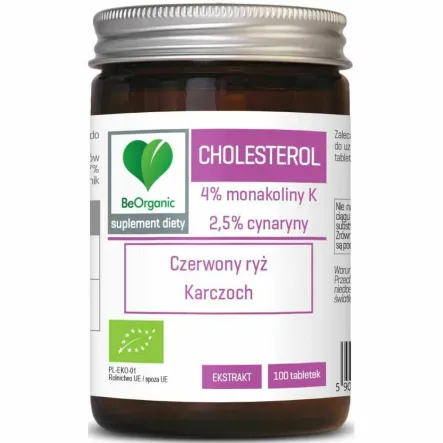CHOLESTEROL (Czerwony Ryż, Karczoch) Bio 100 Tabletek - BeOrganic